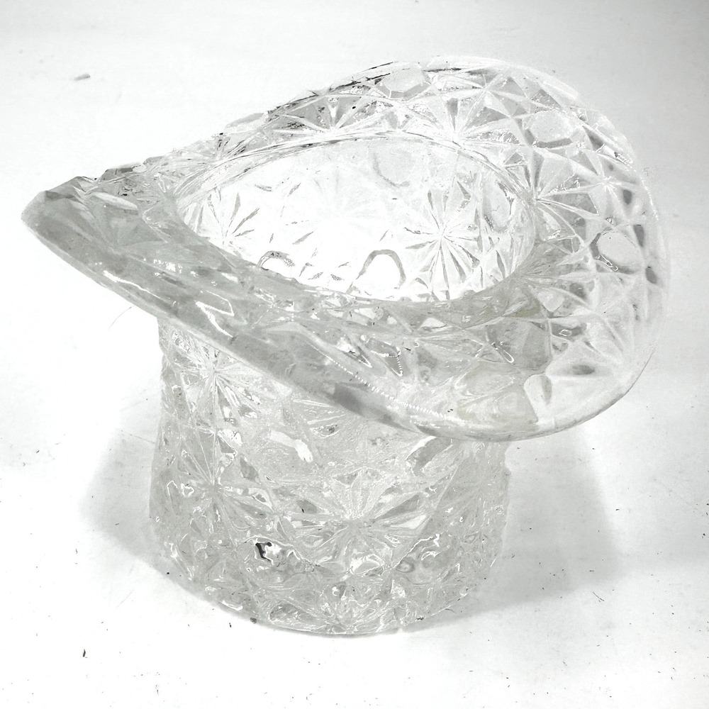 Vintage Fenton Daisy & Button Clear Glass Top Hat Vase Dish Toothpick‎ Holder
